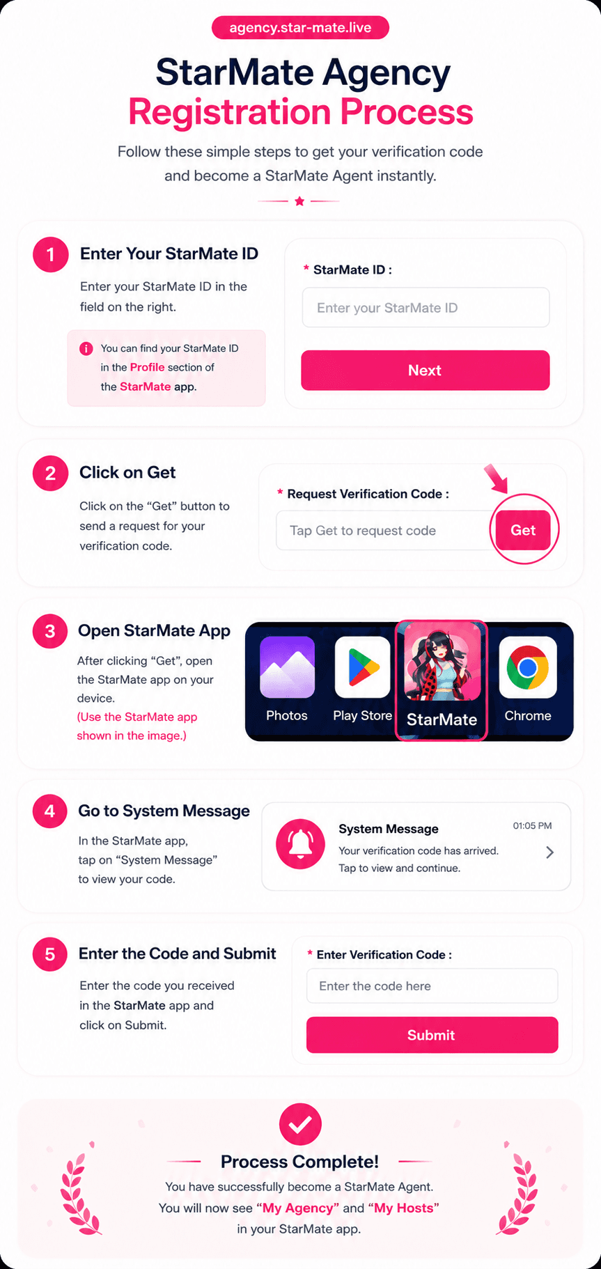StarMate agency registration process